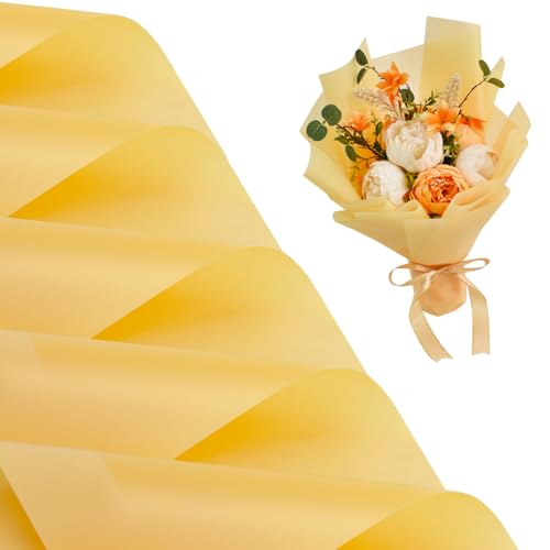 BEISHIDA 20 PCS Gold Floral Wrapping Paper-Matte Waterproof Flower Wrapping Paper Bouquet for Florist Supplies, DIY Crafts, Gift Packaging, Wedding, Birthday Gift
