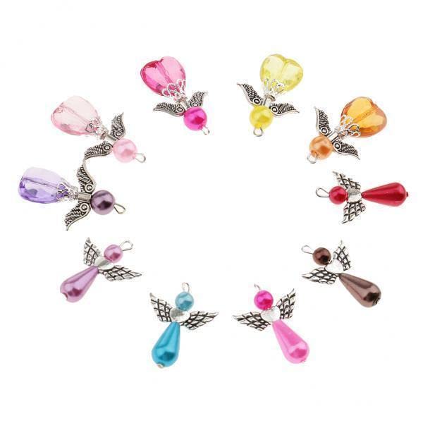 SNAPPSY 4x10 Pieces Mixed Silver Angel Wing Beads Charms Pendant DIY Jewelry Findings-picture-45