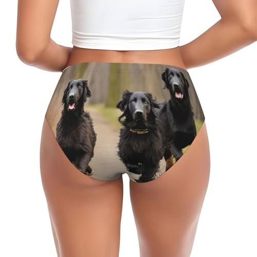 Breathable Women'S Trotting Flat Coated Retrievers Paw Print Briefs,Seamless Comfort Waistband,Everyday,Lightweight2