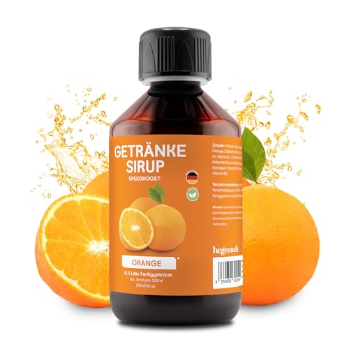 hCGC Immunsystem Sirup - SpeedBoost 250ml, Vegan - Zuckerfreies Getränkekonzentrat für 12,5L Fertiggetränk - Fruchtsirup Immunsystem Booster mit Vitaminen & L-Carnitin | Orange