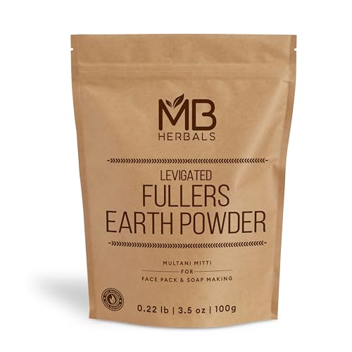 MB Herbals Fullers Earth Powder 3.5 oz (100g) | Multani Mitti | Fuller's Earth | Pure Bentonite Clay for Face Pack | No Fragrance | No Preservative