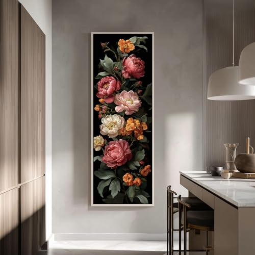 Toile florale haute pour habiller un couloir avec une décoration botanique étroite