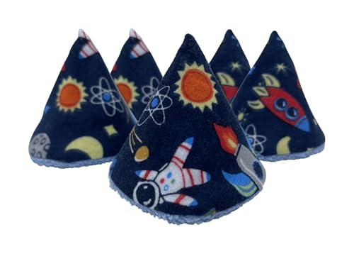 Image of Beba Bean Washable Cotton Pee-Pee Teepees That Shield Baby Boys Pee During Diaper Changes. Makes a Great add-on Gift for a Baby Shower Thanks to its Fun, Gift-Ready Store Packaging. 5 Pack. Space