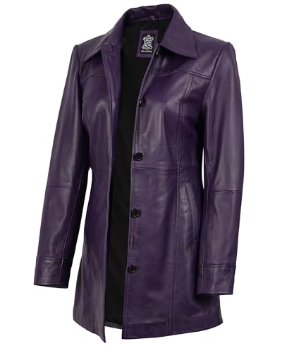 Image of Blingsoul Women's Lambskin Leather Car Coat - Vintage Real Long Leather Jacket for Women