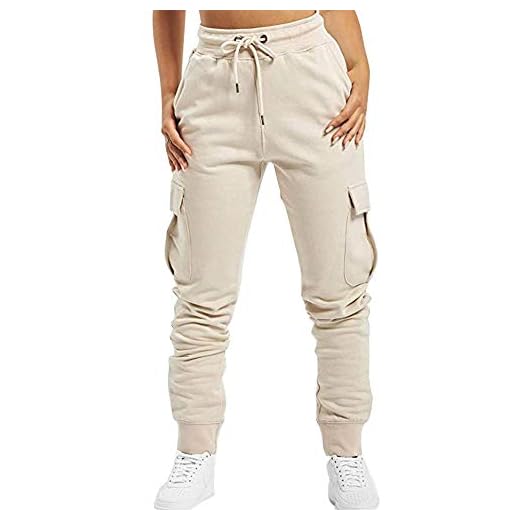 Puimentiua Femme Pantalon Cargo Sport Jogging Stretch Pantalon de Survêtement Taille Haute avec Poches Latérales Grande Capacité