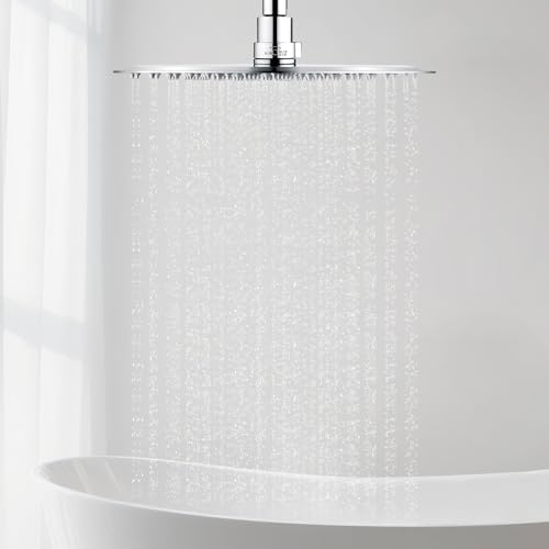 Ibergrif M20292 - Soffione Doccia a Pioggia, 20 x 20 CM, Docce Fisso Quadrato, Acciaio, Cromo - 8