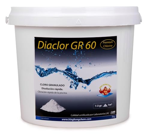 Cloro Choque disolución rápida para Piscinas DIACLOR GR 60 5 KG - Dicloro granulado Puro - DIASA INDUSTRIAL