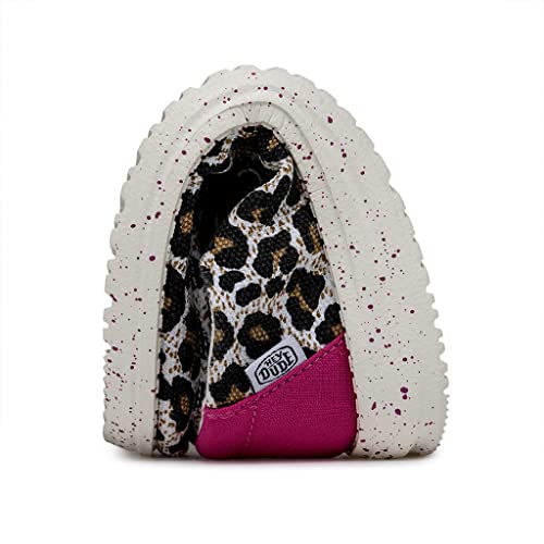 Image of HEYDUDE Wendy Cat (Little Kid /Big Kid) Loafers for Kids - Cotton-Blend Upper - Flex & Fold Technology Cheetah 4 Big Kid M