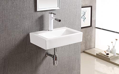 Elanti Collection Ec1601 Elanti 1601 Porcelain Rectangular Wall-Mounted Compact Sink, (18 X 12.1 X 4 Inches) #TOP4
