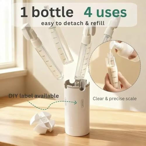 4-in-1 Travel Dispenser Bottle,4 Pack 30ML Travel Bottles for Toiletries, Leak Proof Travel Size Containers (White) by Generic - Used condition - Image 5