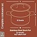 Stainless Steel Stockpot with Lid 12 Quart, Durable 18/8 Stainless Steel, Impact-Bonded Base for Even Heating, Riveted Handles, Oven & All Stove Compatible, Safe Up To 500°F (260°C)