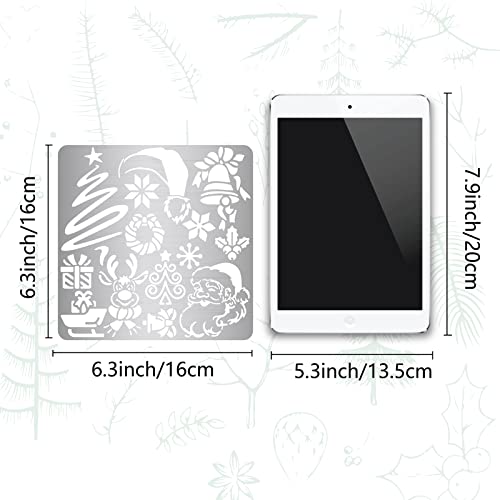GORGECRAFT 6.3 Inch Christmas Themed Metal Stencil Engraving Stencils Santa Claus Bells Pattern Painting Template Journal Tool for Painting Wood Burning Pyrography and Engraving Wood and Patterns - Image 2