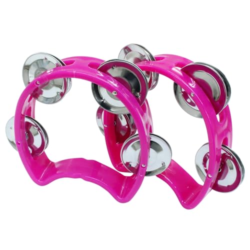 2 Pcs Handheld Plastic Tambourines for Kids