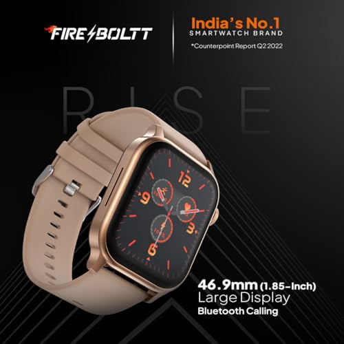 Image of Fire-Boltt Rise Smart Watch, 1.85 inch HD Display, Metal Body with Bluetooth Calling, Rotating Crown, AI Voice Assistant, 120 Sports Modes, Neon UI, SpO2 & Heart Rate Monitoring (Beige)