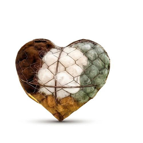 Image of Maslasee Bird Nesting Material Holder, Bird Boxes for Gardens, Robin Nesting Box – Handmade Fiber Bird Nesting Heart for Wild Birds, Reusable Hanging Shelter with Soft Filling