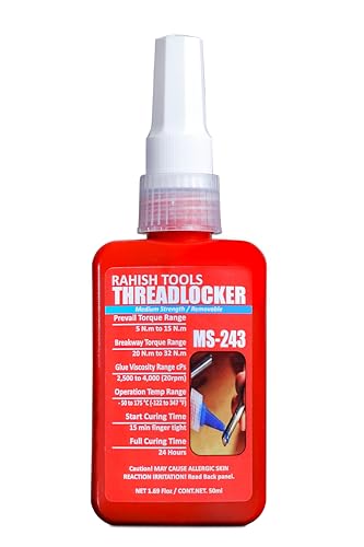 RAHISH TOOLS Thread Lock Blue 243, Threadlocker Medium Strength, Lock and Seal Metal Nuts, Bolts & Fasteners, All-Purpose, Anaerobic (1.69Fl oz/50ml)