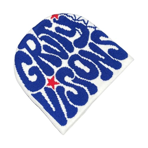Image of Printed Beanie Hat, Beanies Y2K Winter Hats Streetwear Skull Cap Double-Layer Knitted Beanies Warm Knit Beanie, Hip Hop Streetwear Clothing