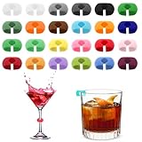 Psyqtsuary 24Pcs Wine Glass Charms, Silicone Glass identifiers Reusable Silicone Wine Glasses Drink Markers for Bar Party Martinis Cocktail Champagne Stem Glasses(colorful)