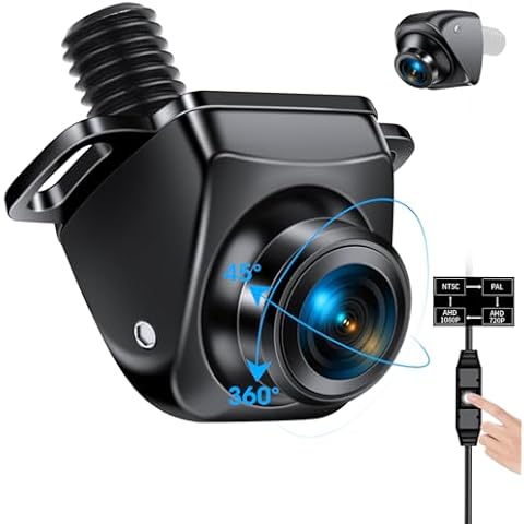 AHD 1080P Backup Camera 【4 Signal Modes】 Back up Camera for Car Rear View Camera 360°+45°Rotatable IP69K Waterproof Night Vision 170° View Angle Reverse Camera for Vehicle SUV RV Pickup,w Back Cover Cover