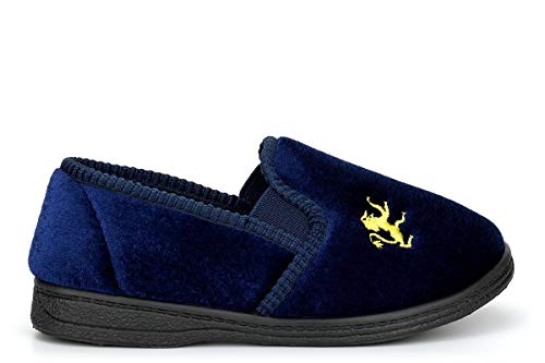 Sleepers Boys Kyle Twin Gusset Slip On Slippers with Rubber Sole Navy Blue 13 UK Child