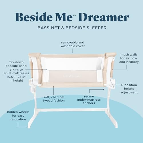Image of Baby Delight Beside Me Dreamer Bassinet | Bedside Sleeper & Baby Bassinet | 6-Position Height Adjustment | Organic Oat