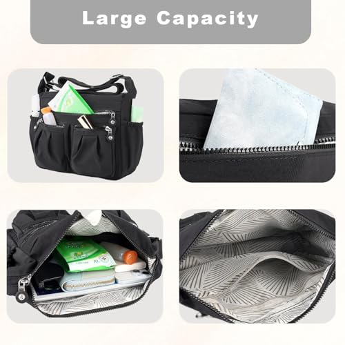 Simcat Crossbody Bag for Women, Multiple Pockets Shoulder Handbags, Ladies Crossbody Purse, Waterproof Nylon Messenger Bag3