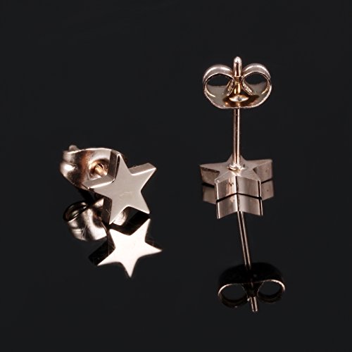 Rose Gold Tone Titanium Steel Lucky Star Stud Earrings For Women #TOP2