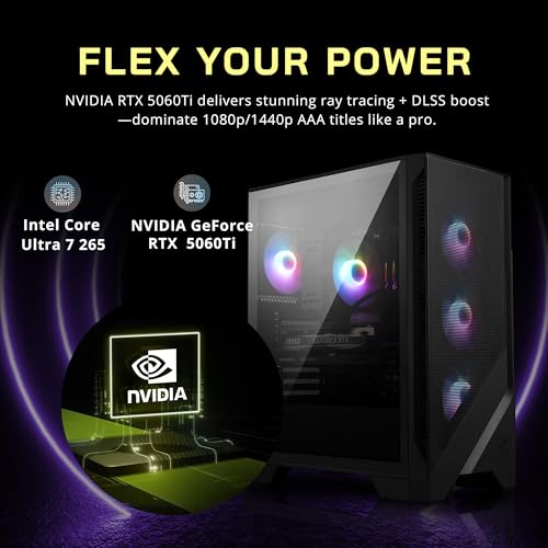 Image of msi Codex R2 AI Gaming Desktop, Intel Core Ultra 7 265, NVIDIA GeForce RTX 5060 Ti 8GB GDDR7, 64GB DDR5, 2TB SSD, Air Cooling, Wi-Fi 6E, Keyboard & Mouse, Windows 11, Black, 1TB Docking Station Set