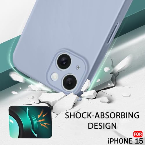 Image of TheGiftKart Liquid Silicone Back Cover Case for iPhone 15 | Soft Micro-Fibre Lining Inside | Camera & Screen Protection | Shockproof Back Cover for iPhone 15 (Silicone, Dusty Blue)