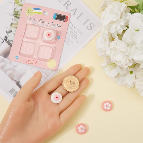 Image of GORGECRAFT 4Pcs 2 Styles Silicone Thumb Grip Caps Cute Kawaii Soft Round Flower Thumbstick Joystick Rocker Button Cover Replacement Compatible with Switch 0.67x0.67inch