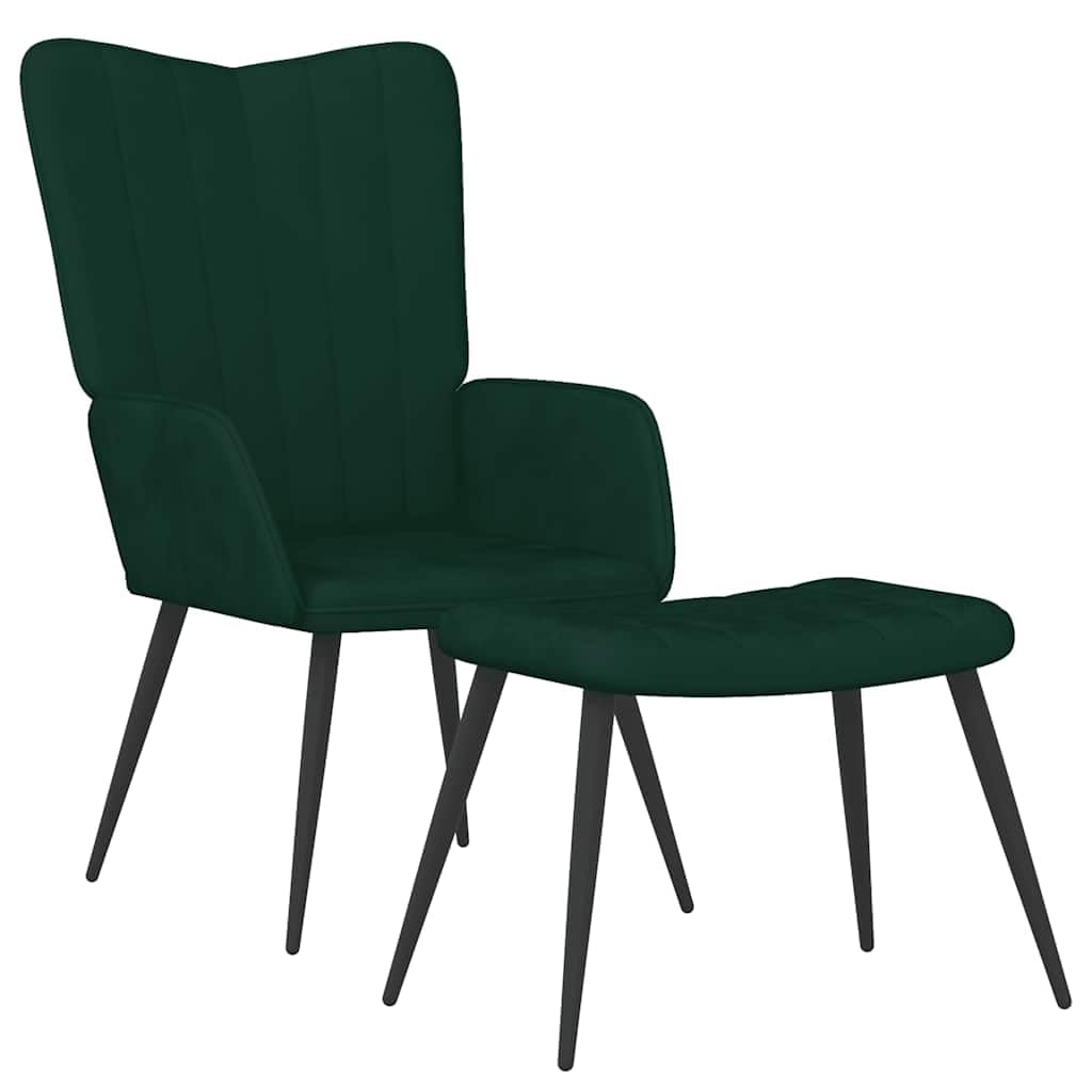 Aksamitny z podnóżkiem do salonu ciemnozielony stojak