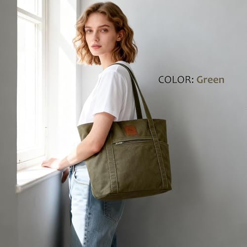 Image of Womens Shoulder Handbags Heavy Duty Canvas Work Tote Retro Bucket Bag