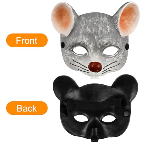 Warmhm 1stk 3d-mausmaske Ratten-halloween-kostüm Masken Bausatz Led-maske Böses Rattenkostüm Gefälligkeiten Für Maskerade-partys Kostüm Tier-cosplay-maske Wimperntusche Light Grey