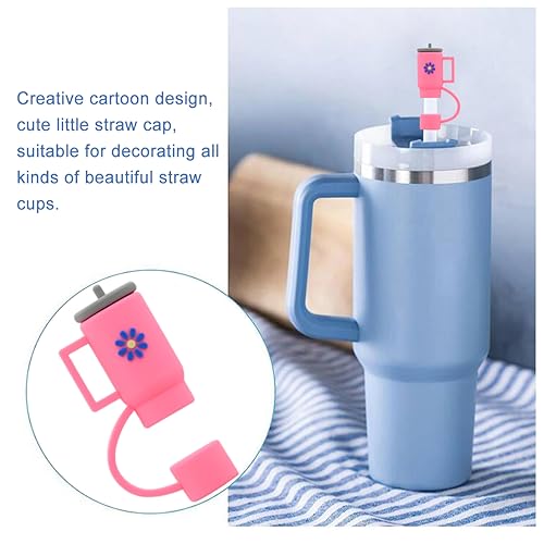 Image of Straw Cover Cap for Stanley Cup,Silicone Straw Topper 10 mm 0.4 in Reusable Straw Tips Lids,Straw Tip Covers for Stanley Cups Accessories