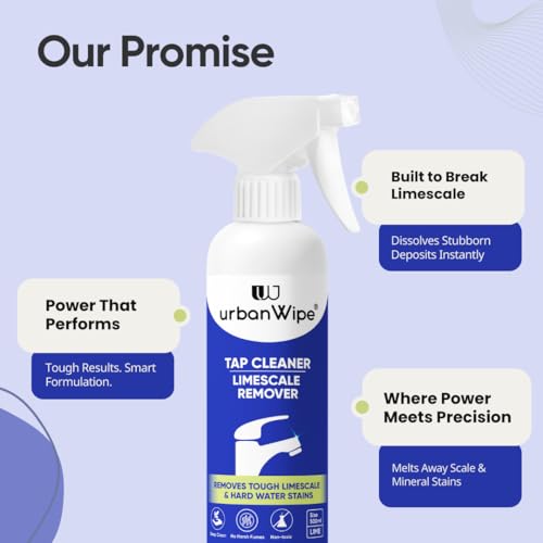 Image of UrbanWipe | Tap Cleaner & Limescale Remover | India's Advanced Formula for Hard Water Stains | Designed for Indian water conditions | 500ml | All Purpose Cleaner for Taps, Shower, fittings and mirror