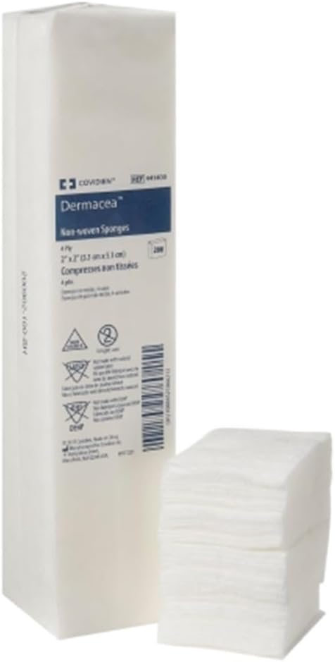Covidien 441400 Dermacea Non-Woven Sponges, Non-Sterile, 4-Ply, 2" X 2" Size (Pack Of 800)