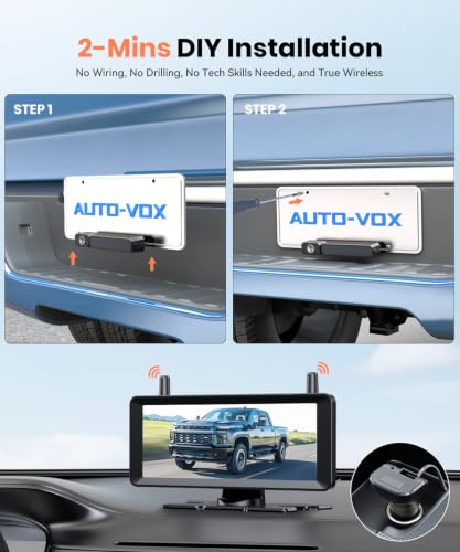 AUTO-VOX 2-Camera Solar Wireless Backup System for Vehicles w/ 7" 1080p Monitor - image 2