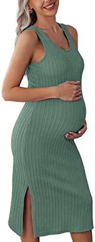 Ekouaer Bodycon Sweater Dress for Women Maternity Sleeveless Round Neck Pregnant Dresses Petite Night Dress(Mint Green, XL)