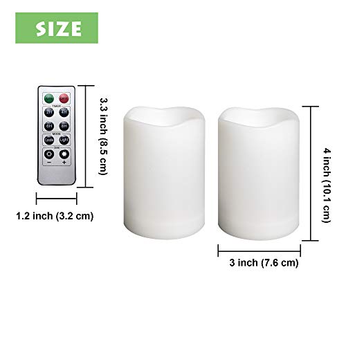 2 Pack Outdoor Flameless Pillar Candles With Remote And Timer Waterproof Battery Operated Electric Led Candle Set For Gift Home Décor Party Wedding Supplies Garden Christmas Decoration, 3” X 4” #TOP1