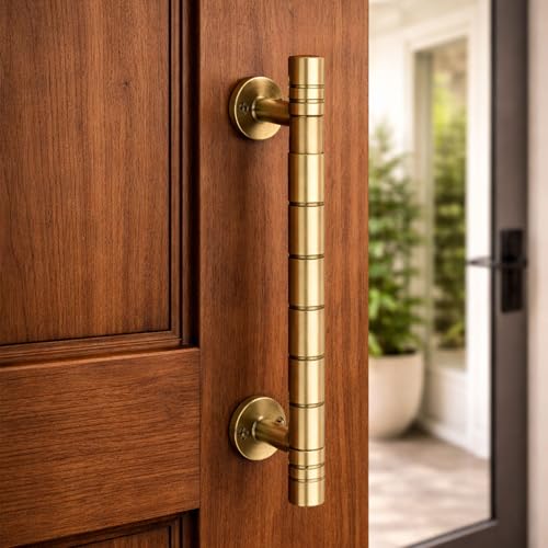 Image of VOLO Main Door Pull Push Handle for Main Entry | Interior Exterior Use | Modern Home Office Door Hardware Pull Handle | (Antique Brass, 8 Inch (200MM), Pack of 2 Piece (K-58))
