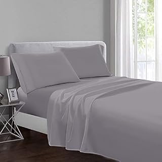 Yorkshire Bedding Flat Sheets Double 100% Egyptian Cotton 200 Thread Count Breathable and Fade Resistant Hotel Quality Grey Bed Sheets (225 cm x 275 cm)