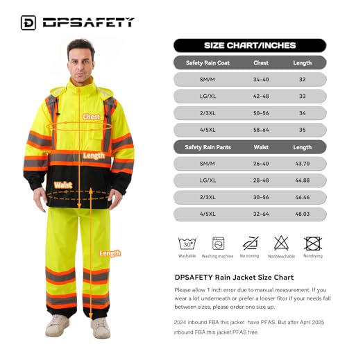 Image of Hi Vis Safety rain Jacket,Reflective Class 3 Rain coat with Inner Mesh Lining and Pockets High Visibility Waterproof work Rain Suits for men&women(Yellow,SM /MD)