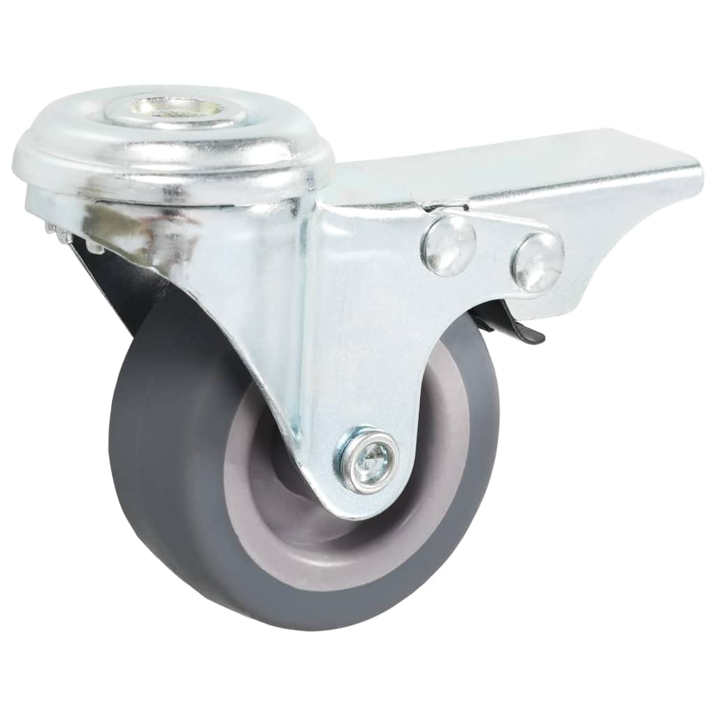 12 ruedas giratorias con agujero trasero de 50 mm, material de goma TPR, capacidad de carga de 35 kg, 6 ruedas con freno, para taller, transporte, plataforma, almacén, operación industrial