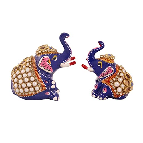 Statuette éléphant en métal multicolore aux reflets artistiques - 2