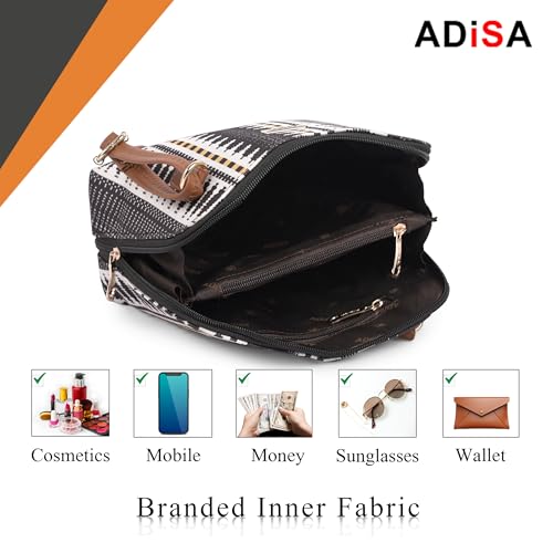 Image of ADISA Women Girls Floral Print Faux Leather Sling Bag Crossbody