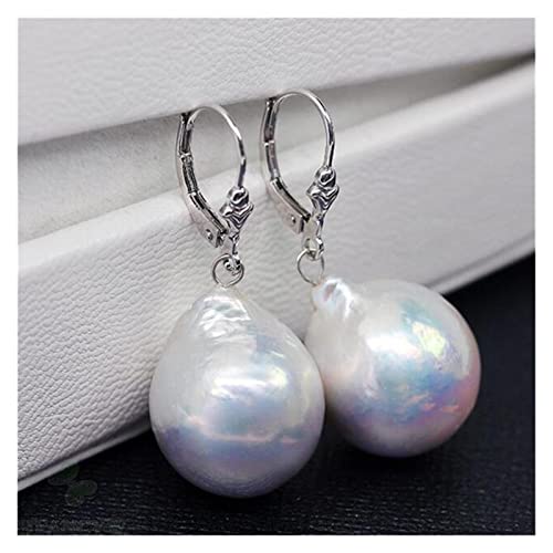 hongbanlemp Ohrringe 13-14mm weiße barocke Perlen-Ohrringe faszinierende natürliche Wunderschöne Creolen Cover