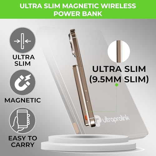 Image of UltraProlink 5000mAh Slimmest Wireless Magnetic Mag-Safe Power Bank| 22.5W Fast Charge Type C Port with PD-PPS Support |Charging for iPhone Series 16,15,14,13 | Made in India |TAN|Juice-Up Mag 4