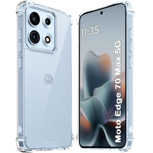 Image of TheGiftKart Crystal Clear Back Cover Case for Motorola Moto Edge 70 Max 5G | Shock Proof 360 Degree Protection | Hard Clear Back Cover Case for Motorola Edge 70 Max 5G (PC & TPU, Transparent Bumper)