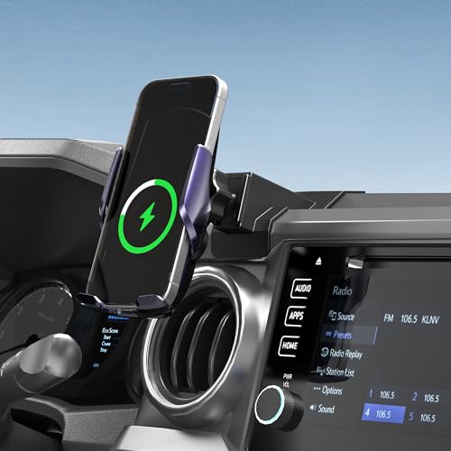 Car Phone Mount for Toyota Tacoma 20162023 Smart Auto-Clamping on Custom Dashboard Base 15W Wireless Fast Charging 360 Adjustable Without Blocking Airflow Toyota Tacoma Essential Accessories