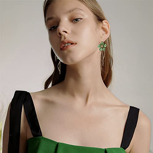 ANDPAI Unique Handmade Bohemian Large Matte Double Yellow Flower Dangle Drop Earrings White Metal floral Stud Earrings For Women Statement Wedding Holiday Jewelry Gifts4